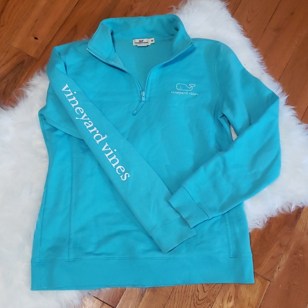 COPY - Vinyard Vines Aqua Blue Quarter Zip Sweats…